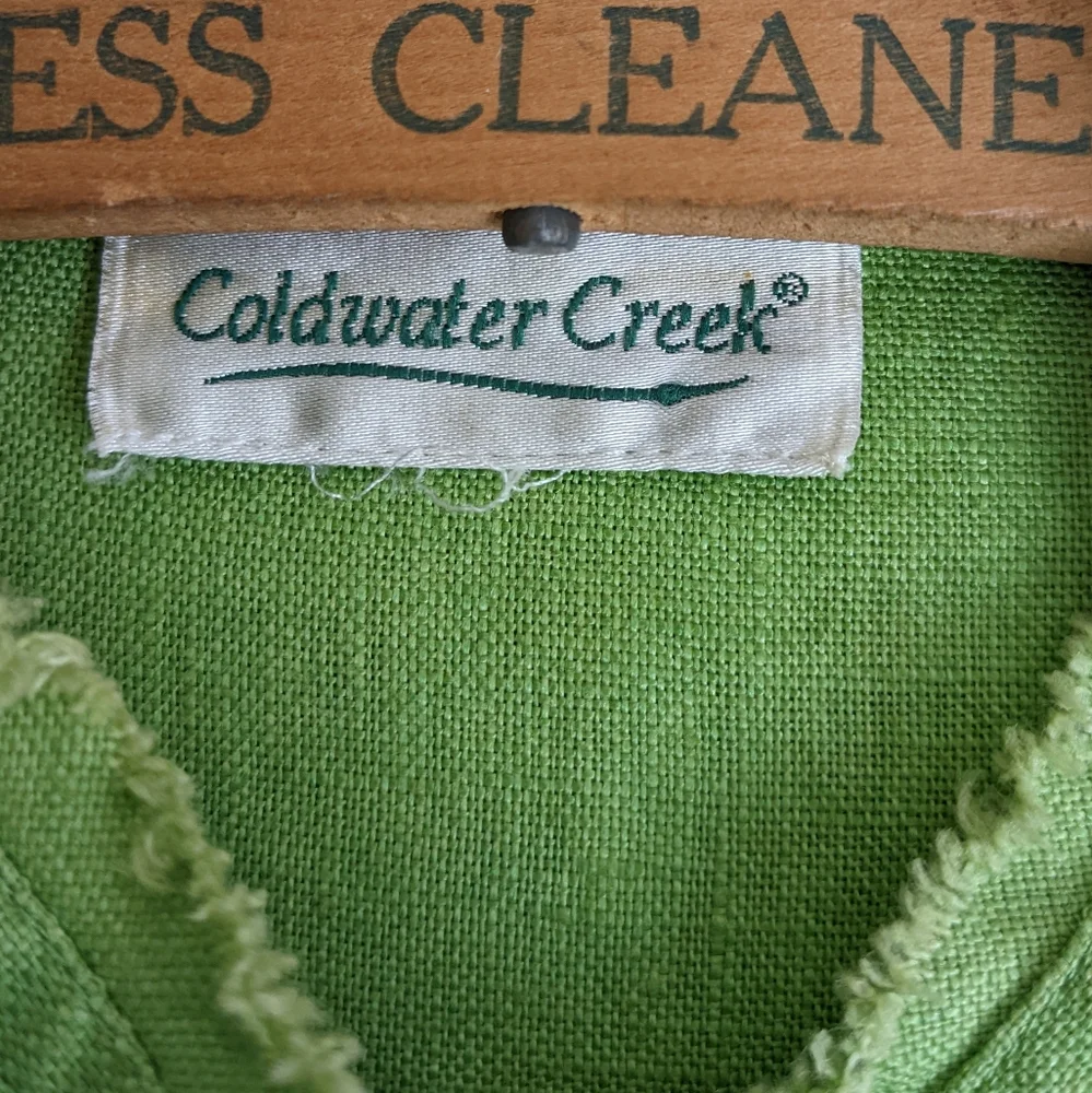 💚 Coldwater Creek 100% Linen Green Lightweight Jacket Large - Picture 10 of 11